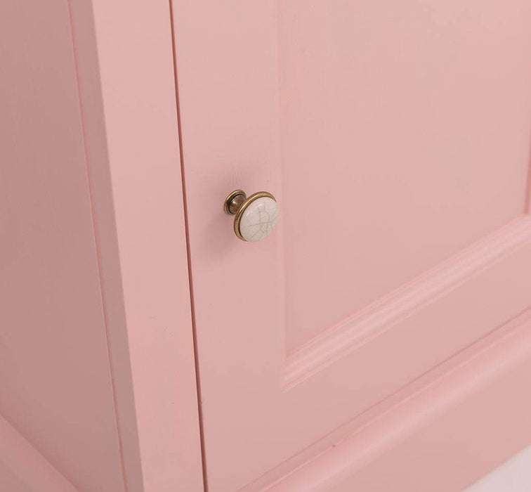 Nachttisch aus Massivholz | Beistelltisch mit Schranktür und offenem Fach - Rosa
