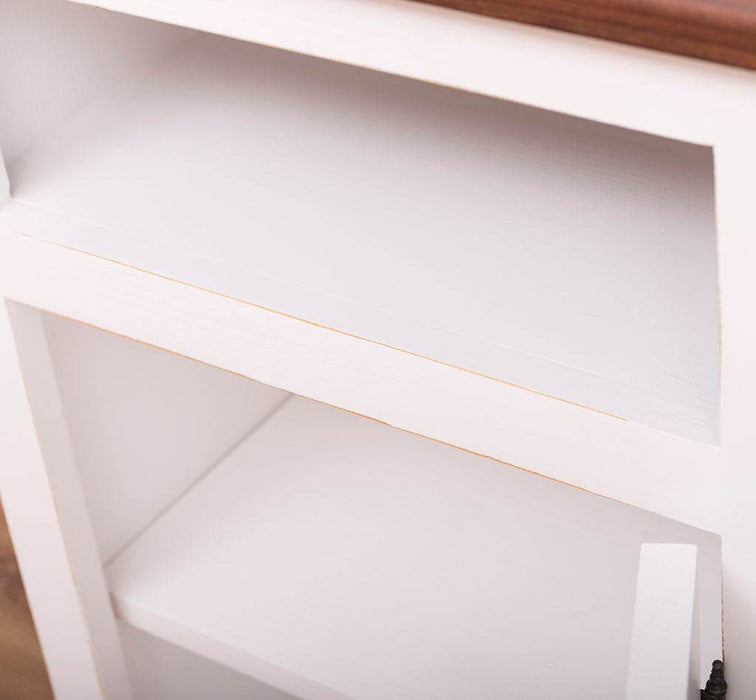 Nachttisch im Landhausstil | Nachtschrank aus Massivholz - Gebürstet - Weiß