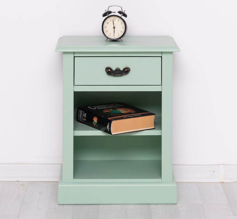 Nachttisch mit Schublade und Regal | Bestelltisch aus Massivholz in verschiedenen Farben - Vintage Blau