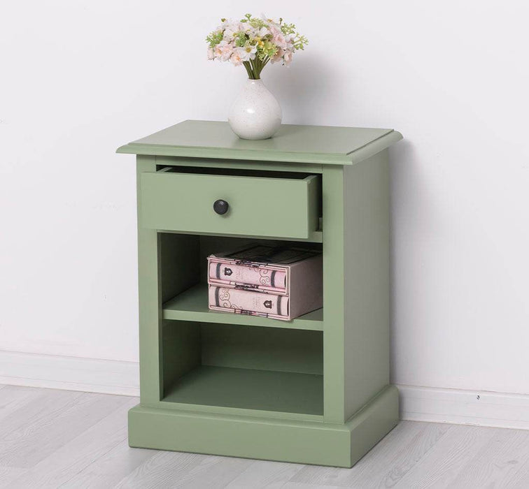 Nachttisch mit Schublade und Regal | Bestelltisch aus Massivholz in verschiedenen Farben - Vintage Blau