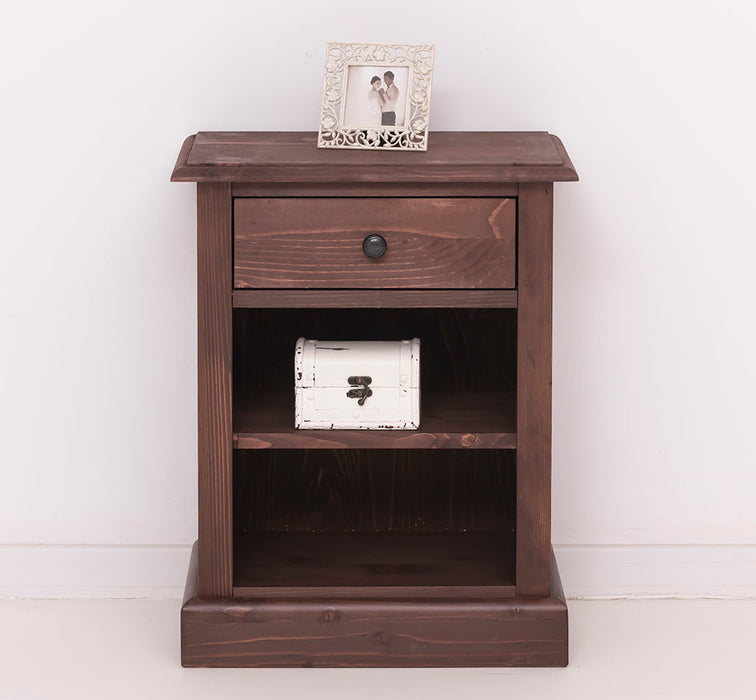 Nachttisch mit Schublade und Regal | Bestelltisch aus Massivholz in verschiedenen Farben - Vintage Blau