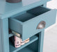 Nachttisch mit Schublade und Regal | Bestelltisch aus Massivholz in verschiedenen Farben - Vintage Blau