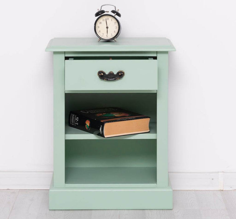 Nachttisch mit Schublade und Regal | Bestelltisch aus Massivholz in verschiedenen Farben - Vintage Blau