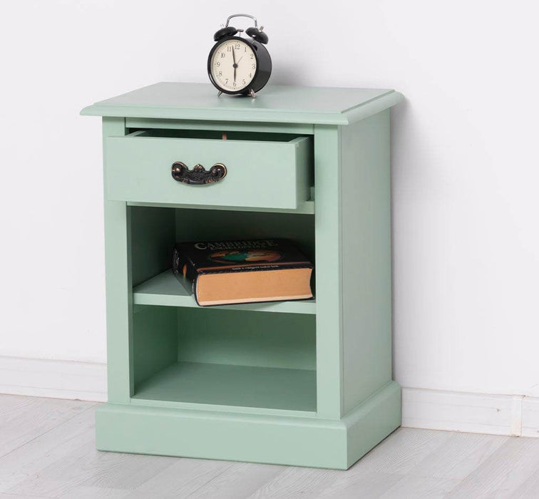 Nachttisch mit Schublade und Regal | Bestelltisch aus Massivholz in verschiedenen Farben - Vintage Blau