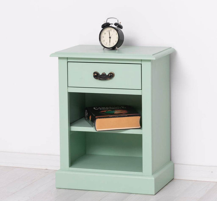 Nachttisch mit Schublade und Regal | Bestelltisch aus Massivholz in verschiedenen Farben - Vintage Blau