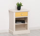 Nachttisch mit Schublade und Regal | Bestelltisch aus Massivholz mit Akzent - Creme - Gelb
