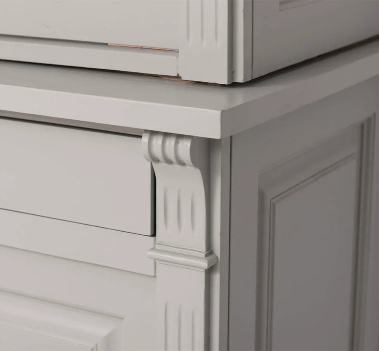 Regalschrank aus Massivholz | Bücherschrank mit 6 Türen und 4 Schubladen | Wohnzimmerschrank mit zwei verglasten Türen