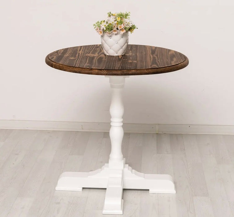 Runder Bistrotisch aus Massivholz | Kleiner Esstisch mit gedrehtem Bein