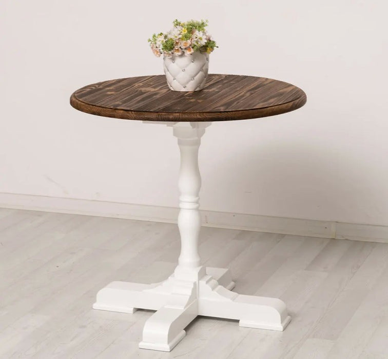 Runder Bistrotisch aus Massivholz | Kleiner Esstisch mit gedrehtem Bein