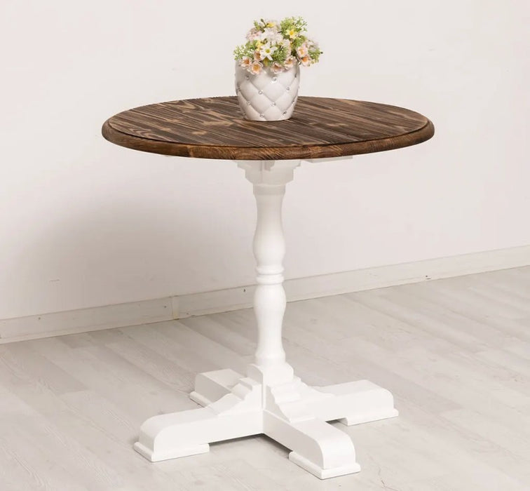 Runder Bistrotisch aus Massivholz | Kleiner Esstisch mit gedrehtem Bein