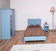 Schlafzimmer-Set aus Massivholz | Kinderzimmer mit Bett, Nachttisch und Kleiderschrank - Blau / 90 x 200