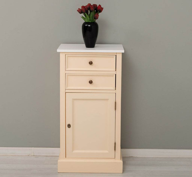 Schlanke Kommode aus Massivholz - in verschiedenen Farben - Apricot - Weiss
