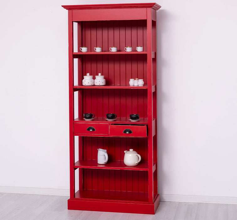 Schlankes Regal aus Massivholz mit 2 Schubladen - in verschiedenen Farben