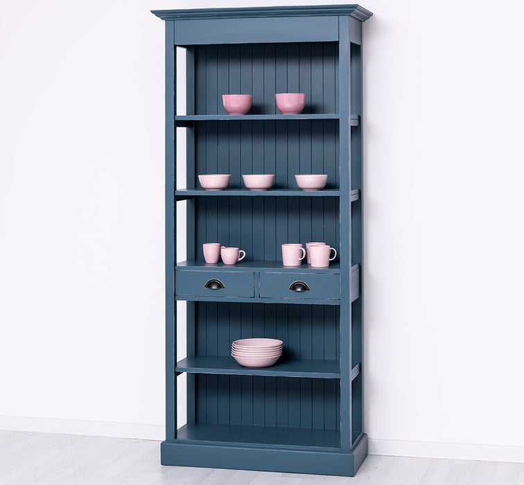 Schlankes Regal aus Massivholz mit 2 Schubladen - in verschiedenen Farben