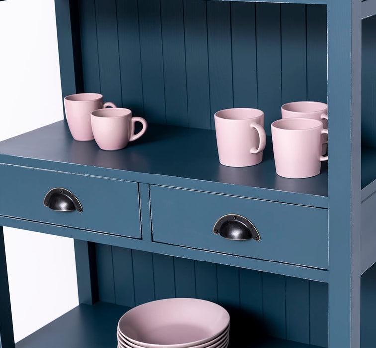 Schlankes Regal aus Massivholz mit 2 Schubladen - in verschiedenen Farben