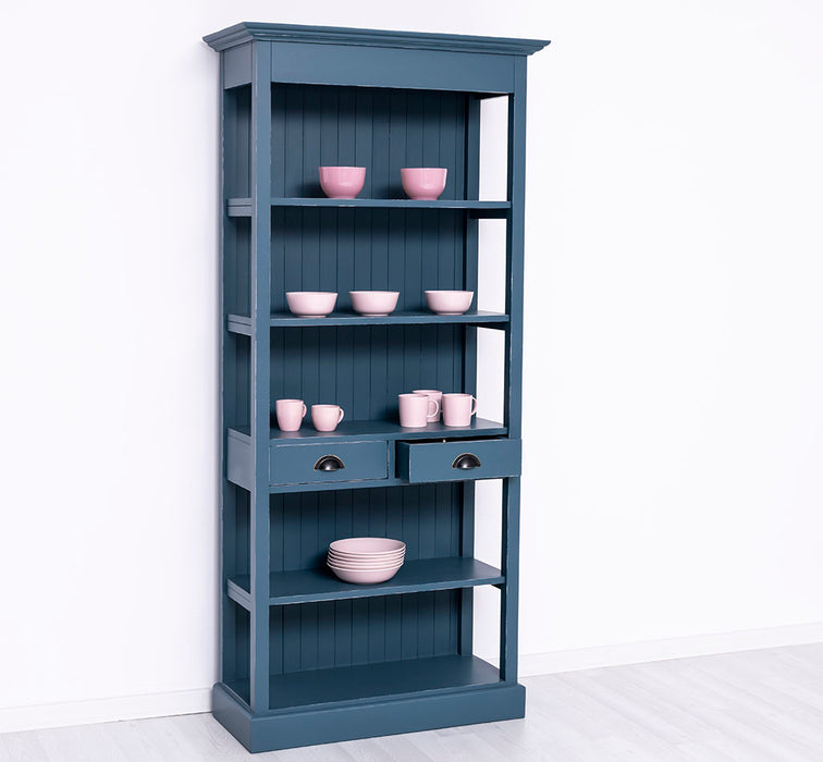 Schlankes Regal aus Massivholz mit 2 Schubladen - in verschiedenen Farben