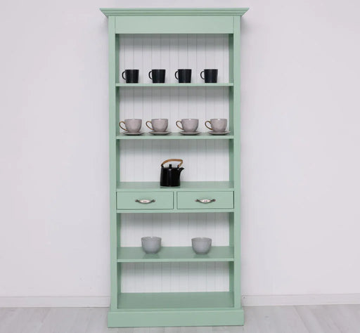 Schlankes Regal aus Massivholz mit 2 Schubladen - in verschiedenen Farben