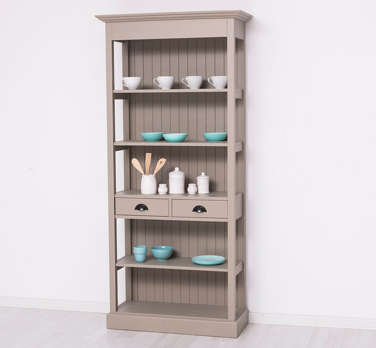 Schlankes Regal aus Massivholz mit 2 Schubladen - in verschiedenen Farben