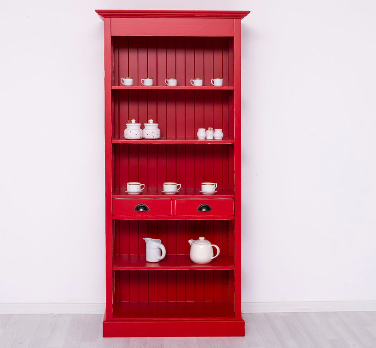 Schlankes Regal aus Massivholz mit 2 Schubladen - in verschiedenen Farben