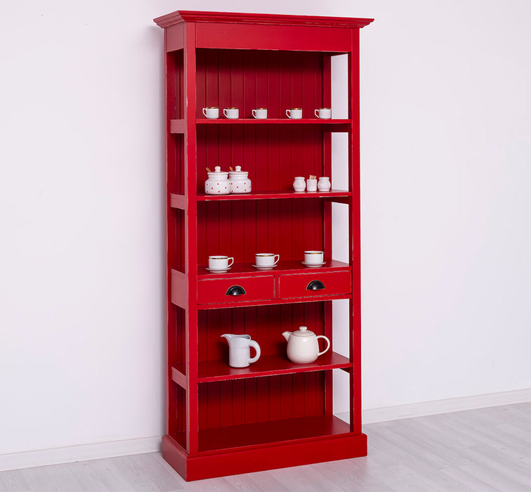 Schlankes Regal aus Massivholz mit 2 Schubladen - in verschiedenen Farben