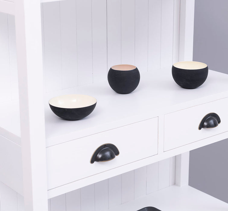 Schlankes Regal aus Massivholz mit 2 Schubladen  - in verschiedenen Farben