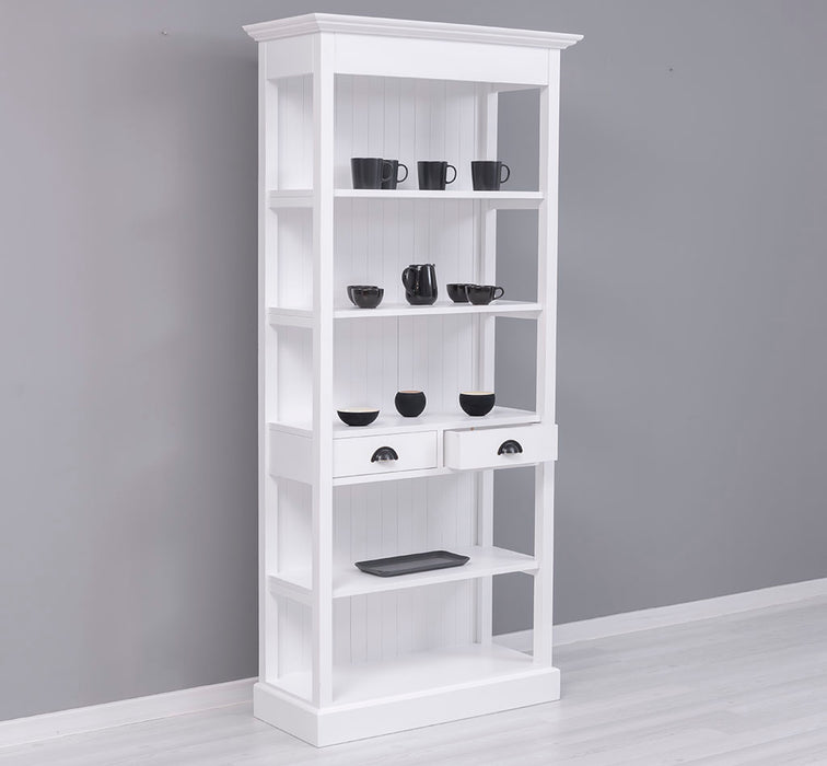 Schlankes Regal aus Massivholz mit 2 Schubladen  - in verschiedenen Farben