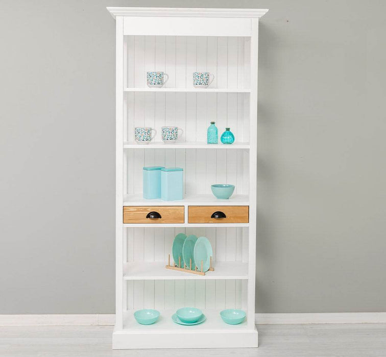 Schlankes Regal aus Massivholz mit 2 Schubladen - in verschiedenen Farben -