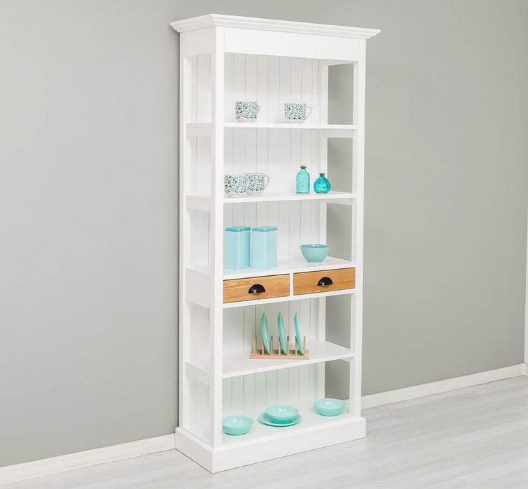 Schlankes Regal aus Massivholz mit 2 Schubladen - in verschiedenen Farben -