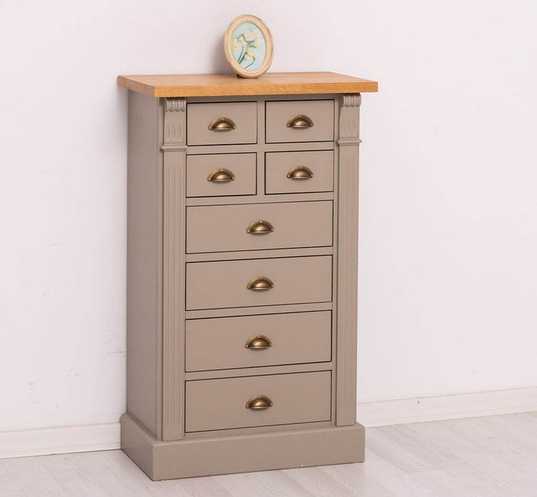 Schmale Apothekerkommode im Landhausstil mit 8 Schubladen - Creme - Multi