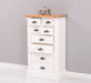 Schmale Apothekerkommode im Landhausstil mit 8 Schubladen - Creme - Multi