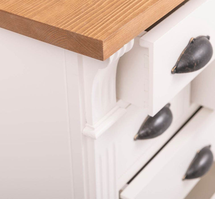 Schmale Apothekerkommode im Landhausstil mit 8 Schubladen - Creme - Multi
