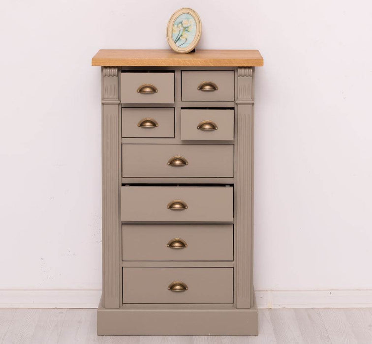 Schmale Apothekerkommode im Landhausstil mit 8 Schubladen - Creme - Multi