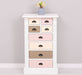 Schmale Apothekerkommode im Landhausstil mit 8 Schubladen - Creme - Rosa