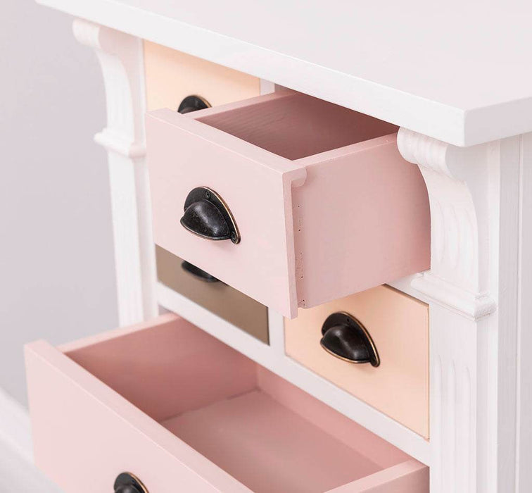 Schmale Apothekerkommode im Landhausstil mit 8 Schubladen - Creme - Multi