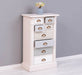 Schmale Apothekerkommode im Landhausstil mit 8 Schubladen - Creme - Multi