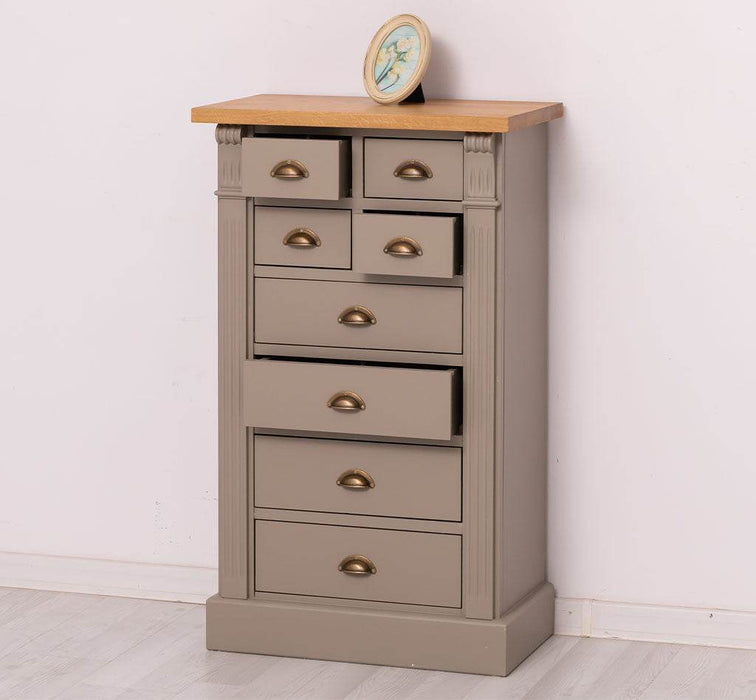 Schmale Apothekerkommode im Landhausstil mit 8 Schubladen - Creme - Multi