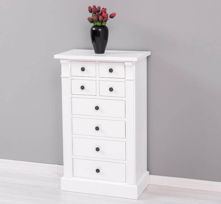 Schmale Apothekerkommode im Landhausstil mit 8 Schubladen - Creme - Multi