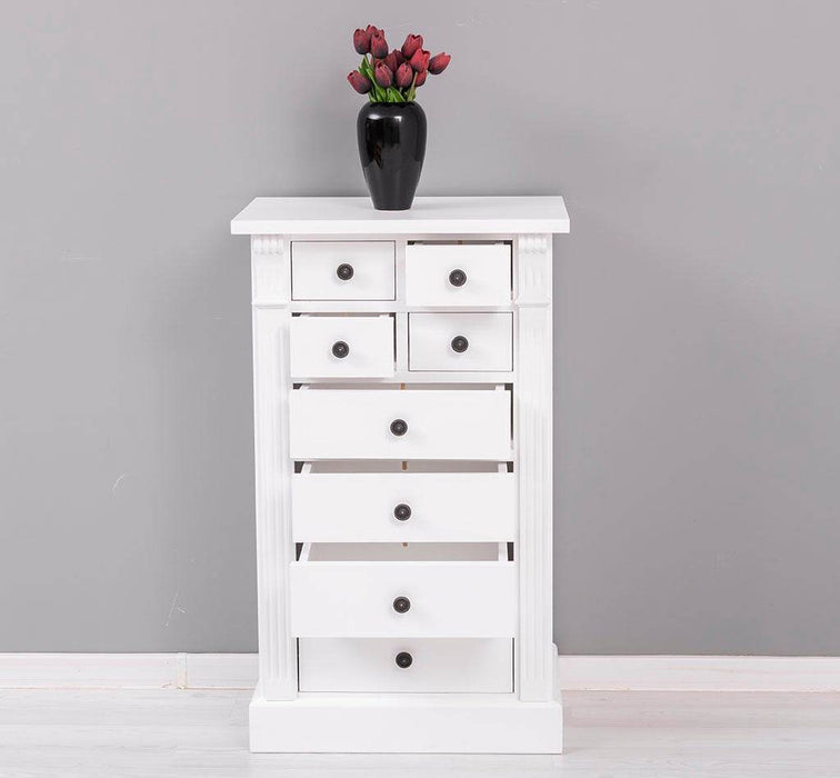 Schmale Apothekerkommode im Landhausstil mit 8 Schubladen - Creme - Multi