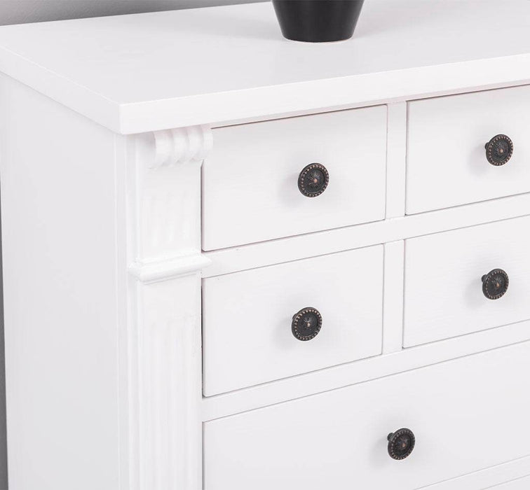 Schmale Apothekerkommode im Landhausstil mit 8 Schubladen - Creme - Multi