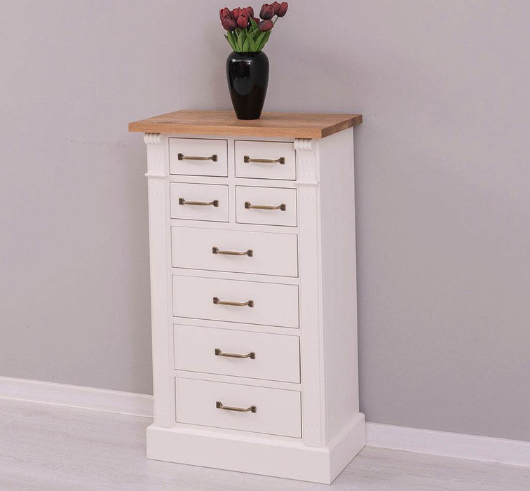 Schmale Apothekerkommode im Landhausstil mit 8 Schubladen - Creme - Multi