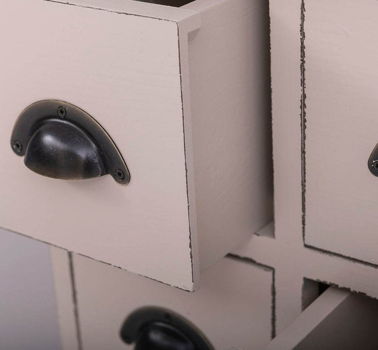 Schmale Apothekerkommode mit 8 Schubladen - in verschiedenen Farben - Eiche - Grün