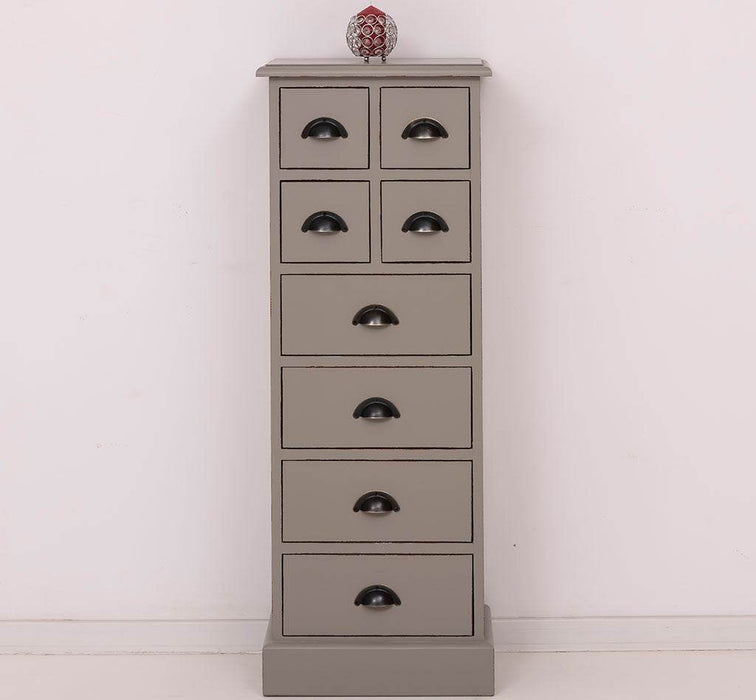 Schmale Apothekerkommode mit 8 Schubladen - in verschiedenen Farben - Vintage - Grau