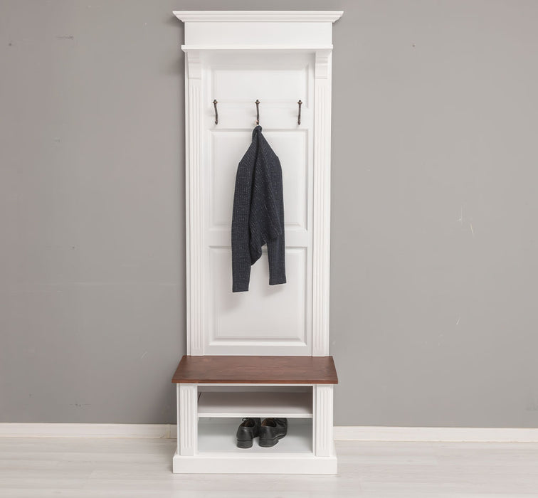 Schmale Garderobe aus Massivholz mit Ablage und 3 Haken