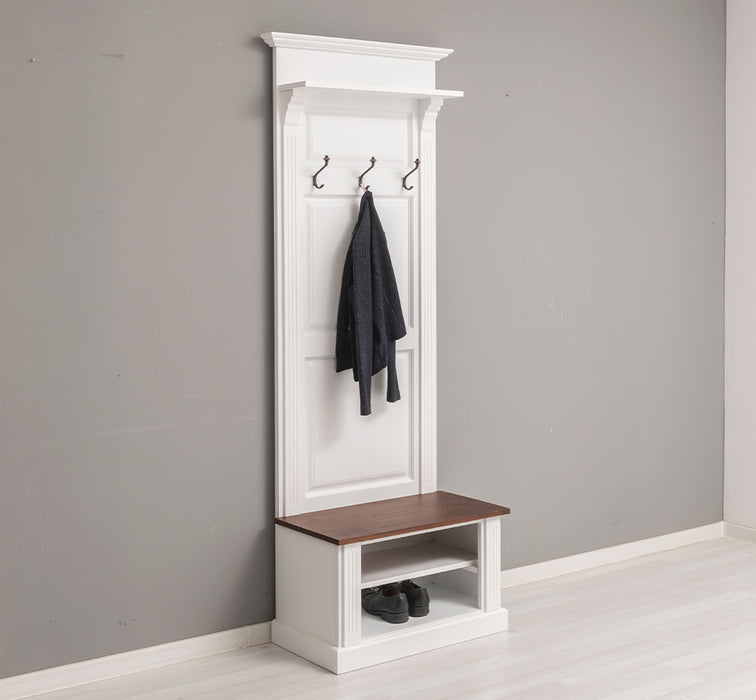 Schmale Garderobe aus Massivholz mit Ablage und 3 Haken