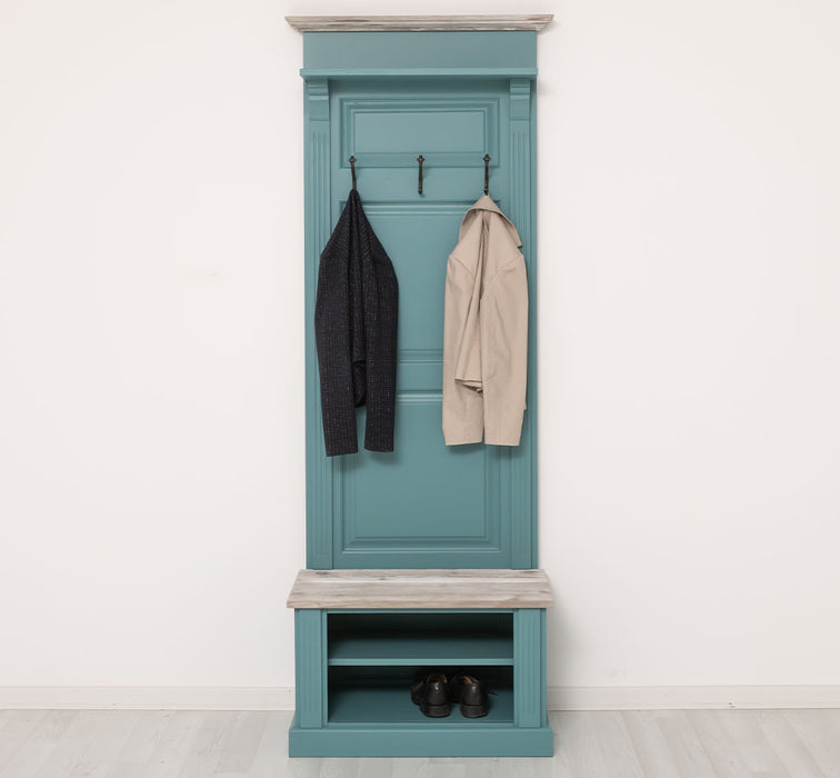 Schmale Garderobe aus Massivholz mit Ablage und 3 Haken