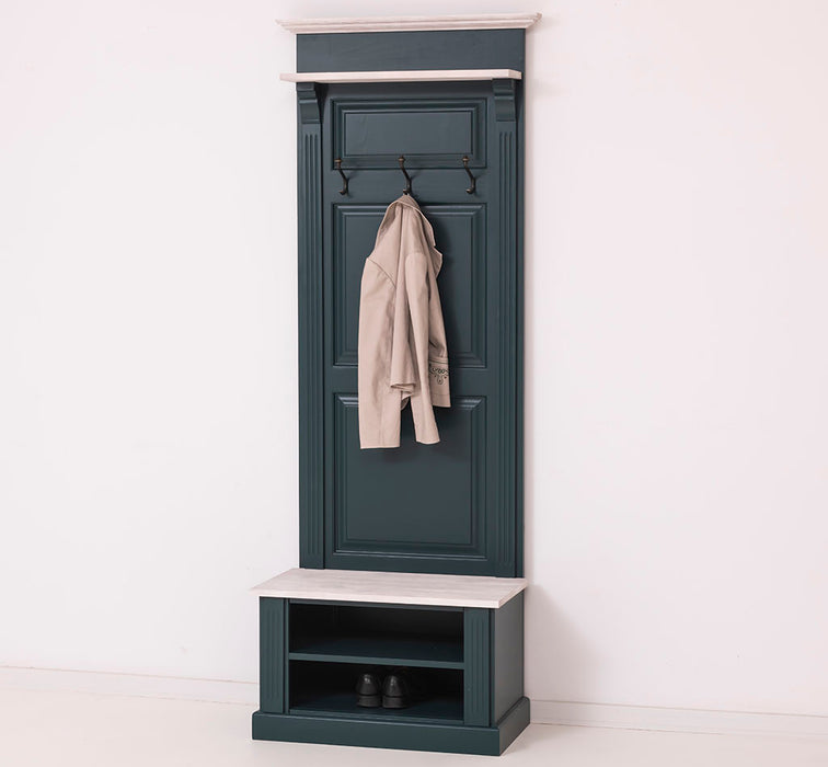 Schmale Garderobe aus Massivholz mit Ablage und 3 Haken
