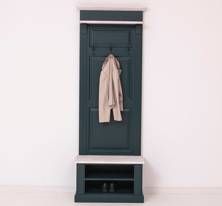 Schmale Garderobe aus Massivholz mit Ablage und 3 Haken