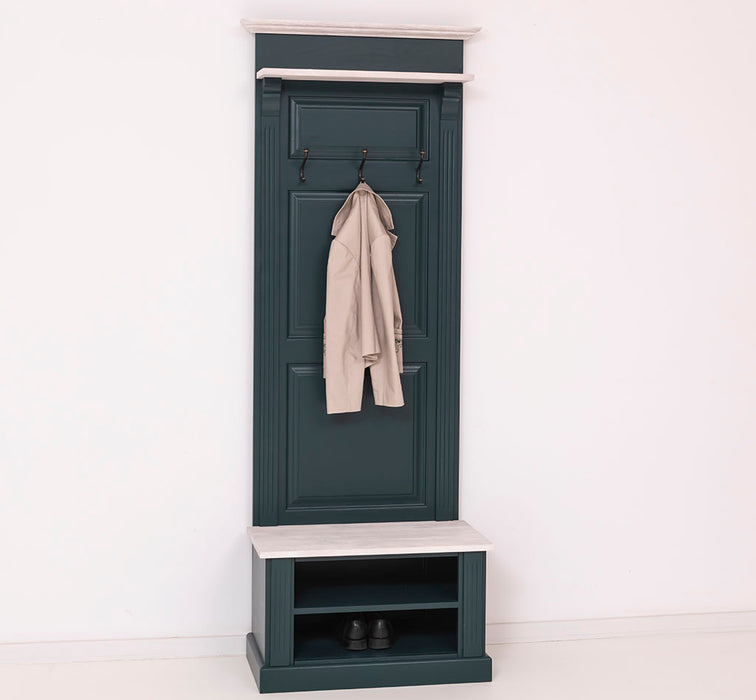 Schmale Garderobe aus Massivholz mit Ablage und 3 Haken