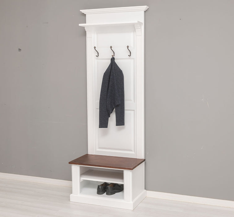 Schmale Garderobe aus Massivholz mit Ablage und 3 Haken