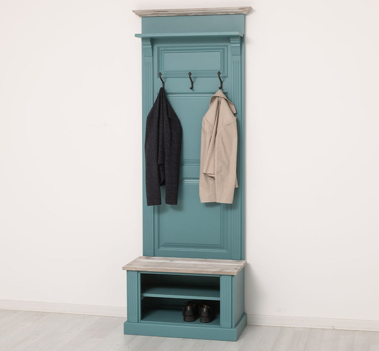 Schmale Garderobe aus Massivholz mit Ablage und 3 Haken